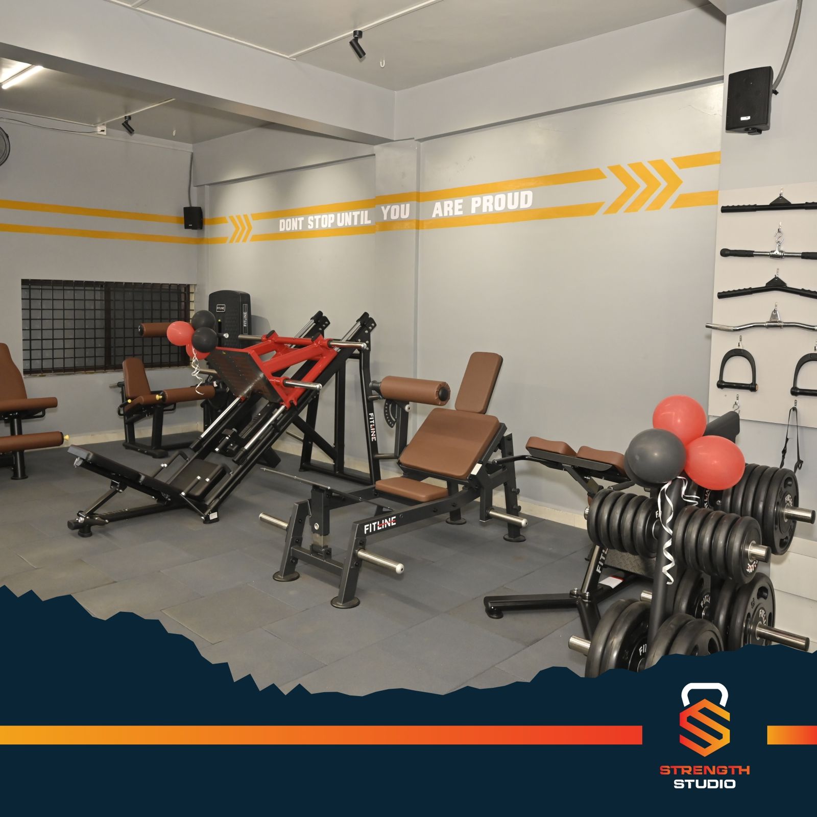 Premium motivating gym atmosphere and interior at Strength Studio Belagavi